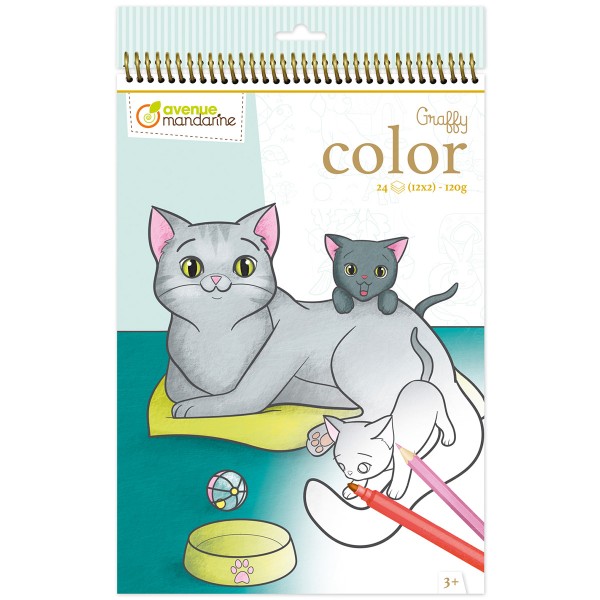 Carnet de coloriage Graffy Color - Animaux de compagnie - 24 feuilles - Photo n°1
