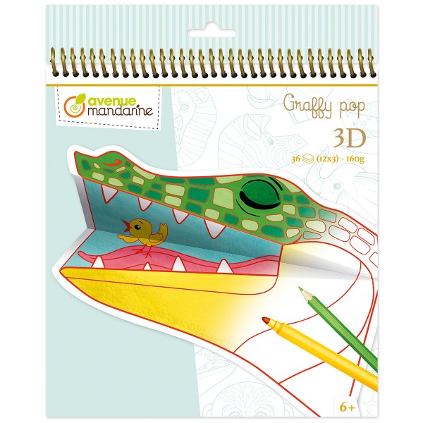 Carnet de coloriage Graffy Color 3D - Animaux de la savane - 24 feuilles - Photo n°1