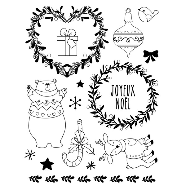 Tampons transparents - Beary Christmas - De 0,9 à 8 cm - 16 pcs - Photo n°2