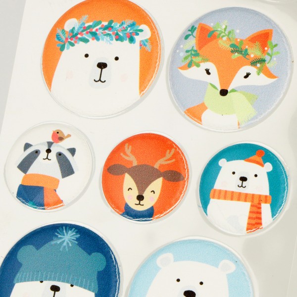 Stickers Puffies Noël - Beary Christmas - Ronds - 13 pcs - Photo n°3