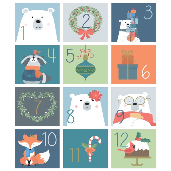 Stickers Calendrier de l'Avent - Beary Christmas - 5 x 5 cm - 24 pcs - Photo n°2
