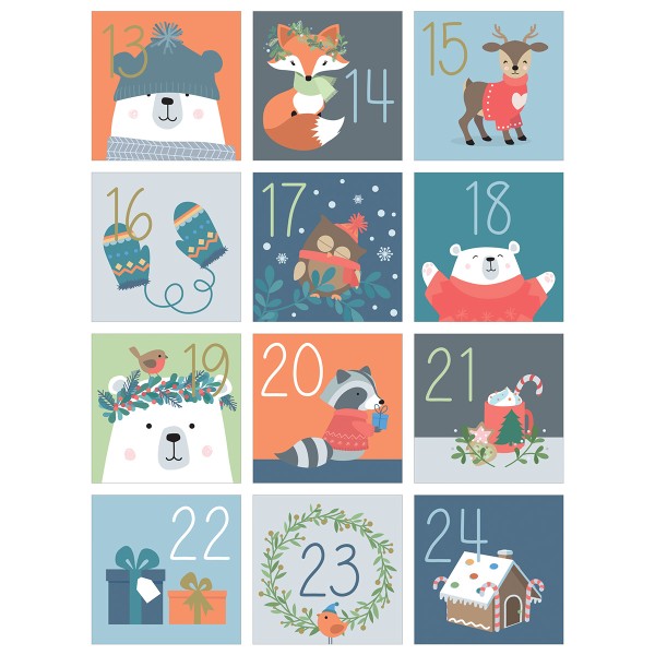 Stickers Calendrier de l'Avent - Beary Christmas - 5 x 5 cm - 24 pcs - Photo n°3
