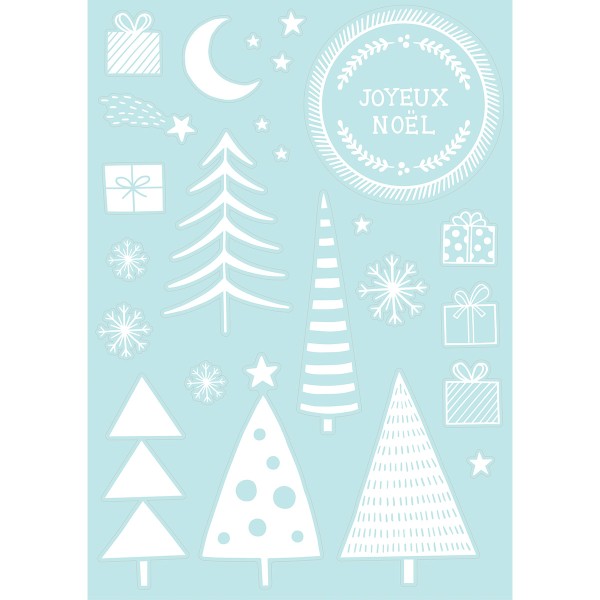 Stickers Noël pour fenêtres - Sapins - 24,9 x 15 cm - 1 feuille - Photo n°2