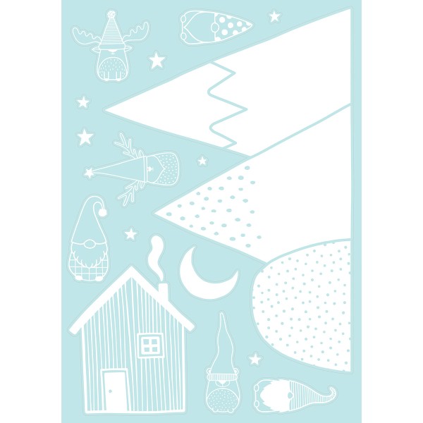 Stickers Noël pour fenêtres - Montagnes - 24,9 x 15 cm - 1 feuille - Photo n°2