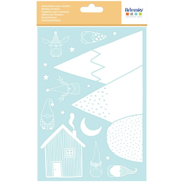 Stickers Noël pour fenêtres - Montagnes - 24,9 x 15 cm - 1 feuille - Photo n°1