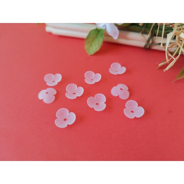 Coupelles fleur acrylique givré 9 mm blanche x 10 - Photo n°3