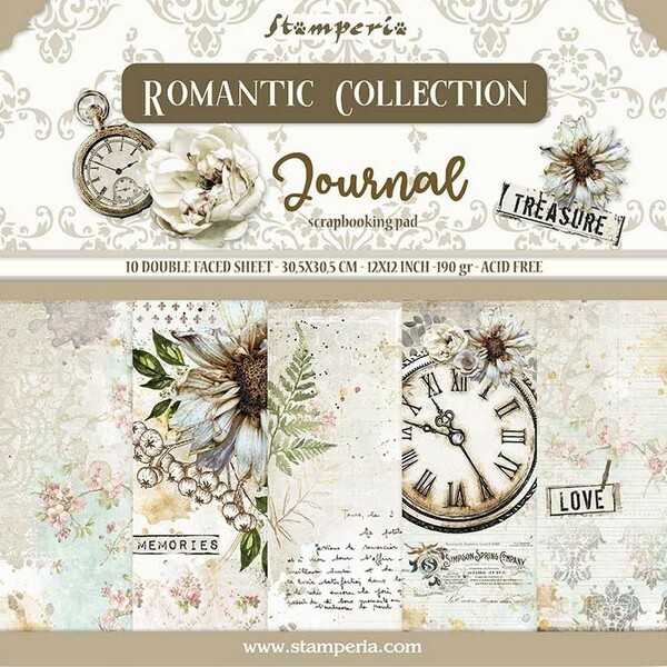 10 papiers scrapbooking 30 x 30 cm STAMPERIA ROMANTIC COLLECTION JOURNAL - Photo n°1