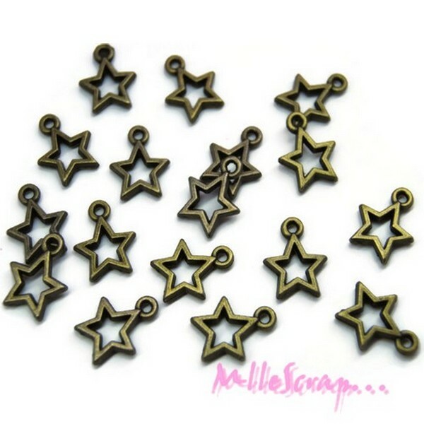 Petites breloques étoiles métal bronze - 10 pièces - Photo n°1