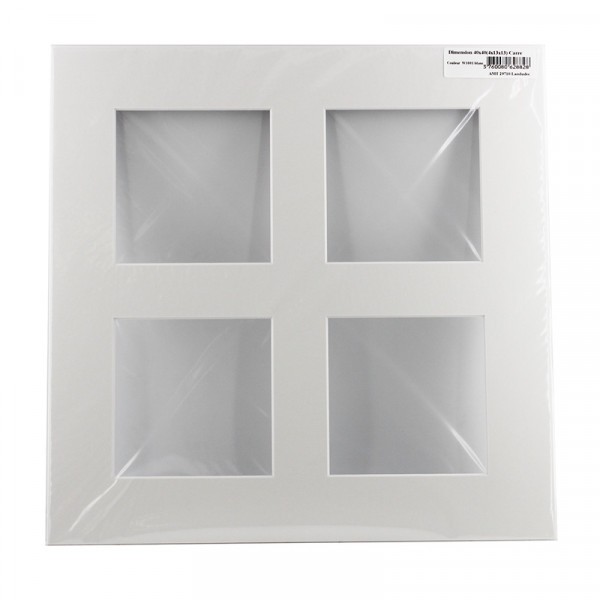 Passe-partout 40x40cm blanc - 4 fenêtres - AMT - Photo n°1