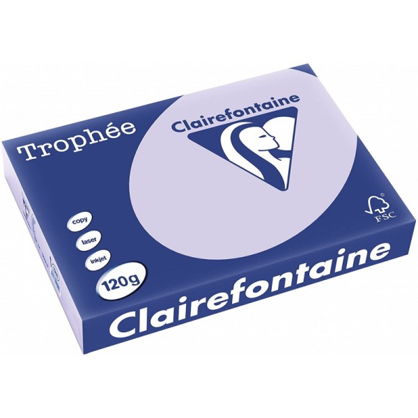 250 Feuilles A4 - 120G - Couleurs Pastels - Lilas - Trophée Clairefontaine - Photo n°1