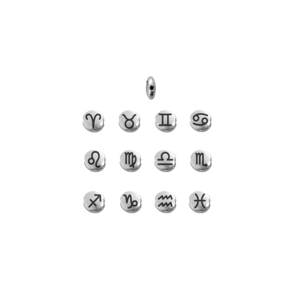 Perle signe astrologique métal argenté x12 - Perle métal - Creavea