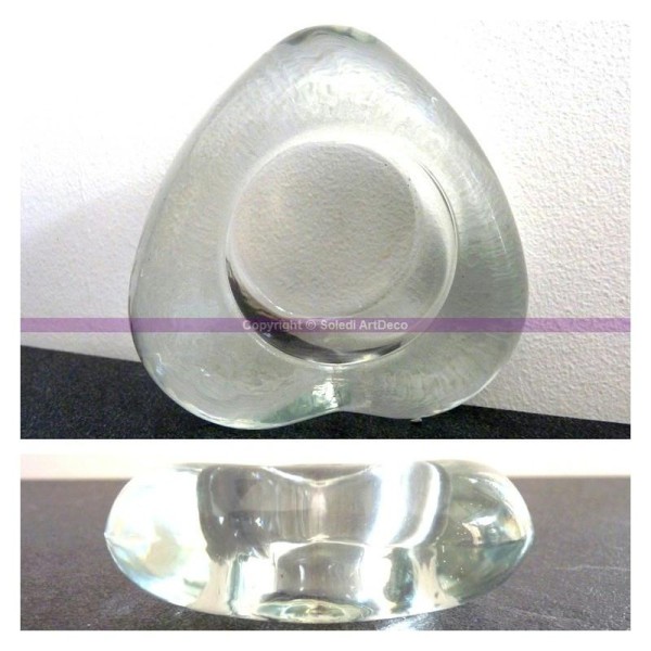 Bougeoir Forme Coeur, en verre translucide, 8 cm x haut. 2,5 cm - Photo n°1
