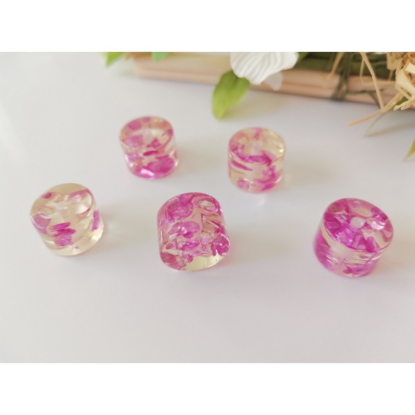 Perles résine imitation ambre 15 x 11 mm violet X 4 - Photo n°1