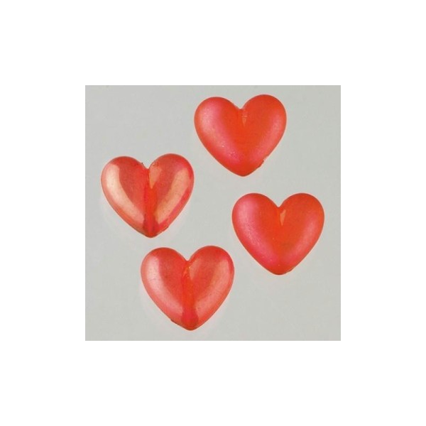 Coeurs en plastique rouge de 24 mm x 16 mm, sachet de 30 pièces - Photo n°1