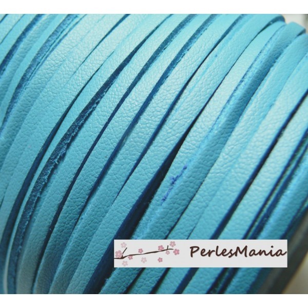 PG001513 Lot de 5 mètres de cordon en suédine aspect cuir Bleu canard - Photo n°1