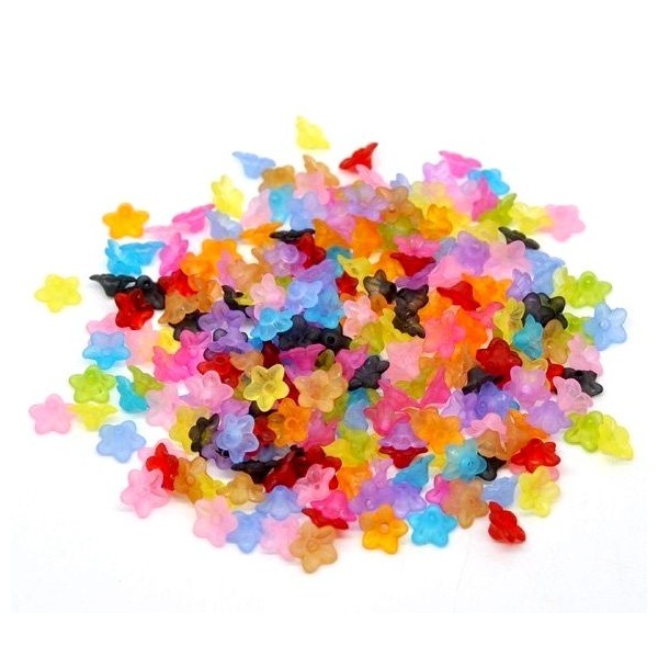 Lot de 50 petites fleurs acrylique multicolores REF AC - Photo n°1