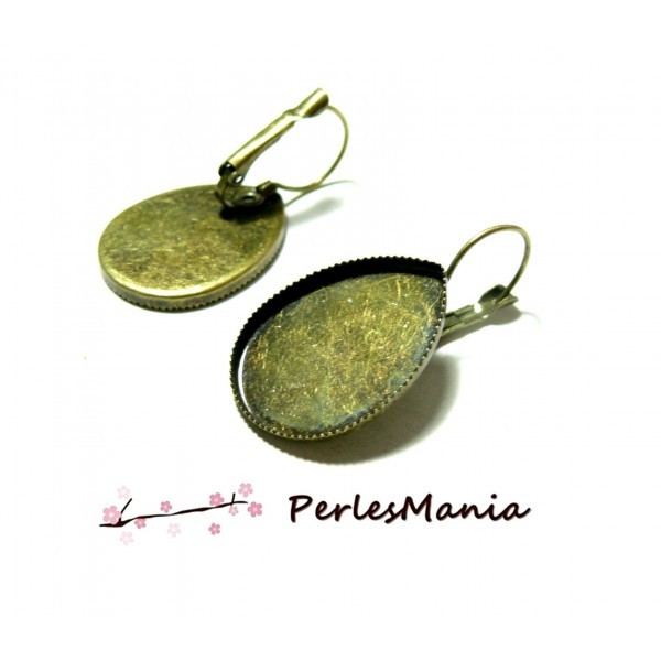 S11668736 PAX 10 boucle d'oreille Dormeuse Plateau GOUTTE 18 par 25mm Cuivre coloris Bronze - Photo n°1