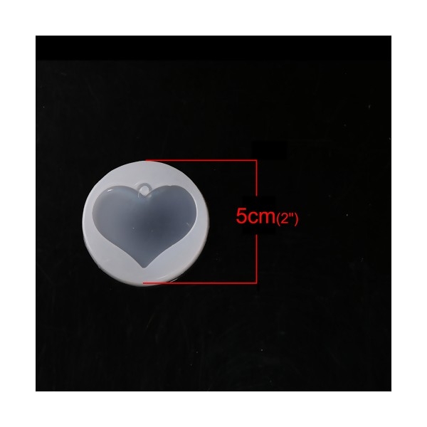 PS110108025 PAX 1 Moule en Silicone pendentif Coeur pour Creation Fimo Cernit Resine - Photo n°1