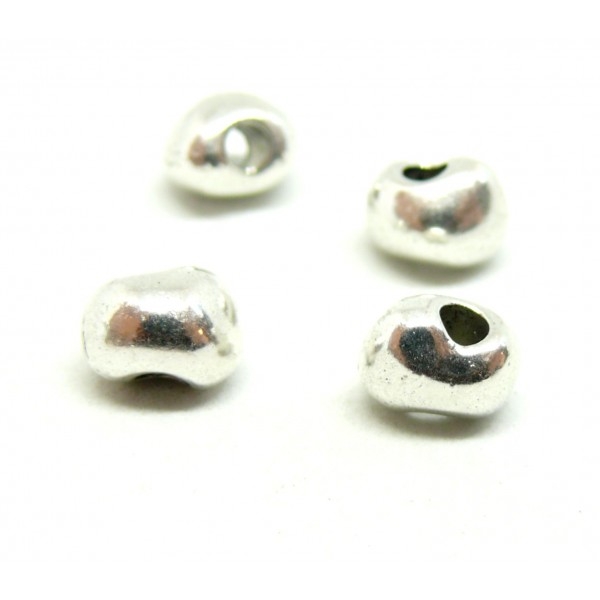PS110223153 PAX 20 perles intercalaires Forme Galet 9 par 7mm métal couleur Argent Platine - Photo n°1