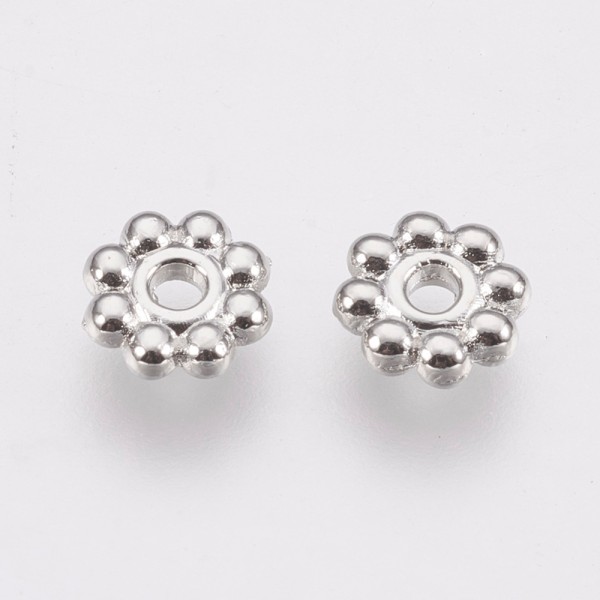 Perles métal intercalaires fleur 5 mm argent mat x 50 - Photo n°2