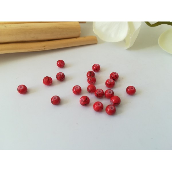 Perles en verre tréfilé 4 mm rouge x 50 - Photo n°1