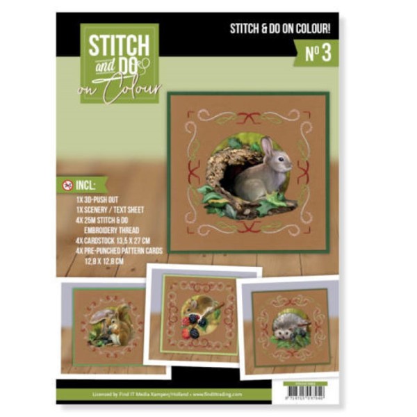 Stitch and Do on Colour 003 - Kit Carte 3D à broder de couleur Animaux de la forêt - Photo n°1