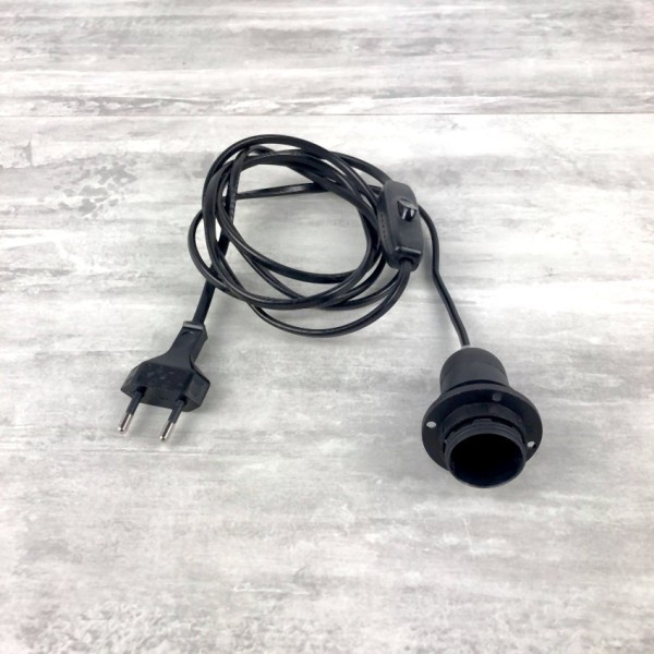 Câble électrique Noir avec Douille E14 et interrupteur, Cordon long. 2 m, pour la réalisation d'une - Photo n°1