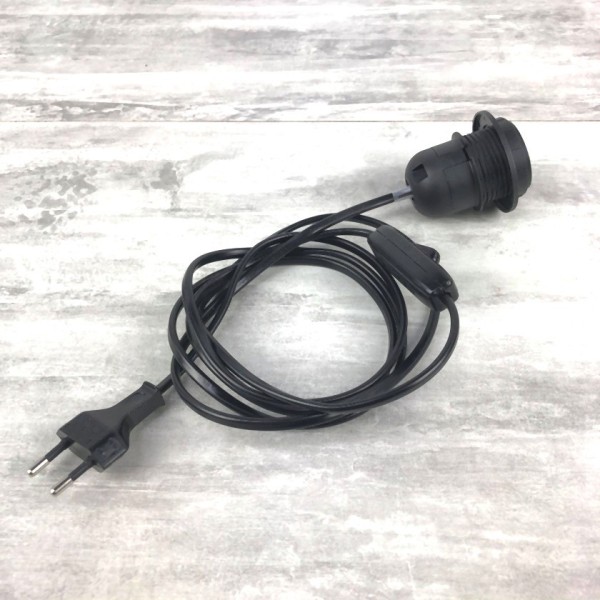 Câble électrique Noir avec Douille E27 et interrupteur, Cordon long. 2 m, pour la réalisation d'une - Photo n°2