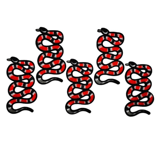 5 Écussons serpents, patchs brodés thermocollants serpent 8,5 cm - Photo n°1