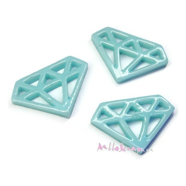 Cabochons diamants résine bleu - 3 pièces - Photo n°1