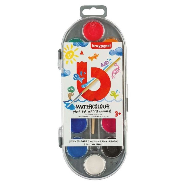 Boîte de peinture en pastille Kids - 12 couleurs - Photo n°1