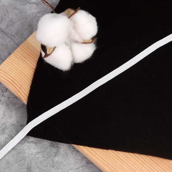 3 pcs, replier, noir, garniture, dentelle, élastique Tissu ruban cordon, 5mm, 3.8 ± 0.5 M, Blanc Cou - Photo n°3