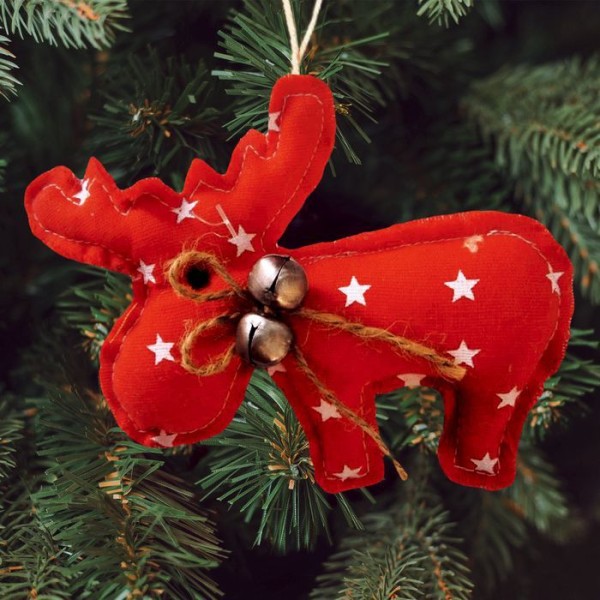 Kit De Bricolage Cerf Étoile Rouge W Cloches, Décorations, Perles, Ornement En Tissu D'Arbre De Noël - Photo n°2