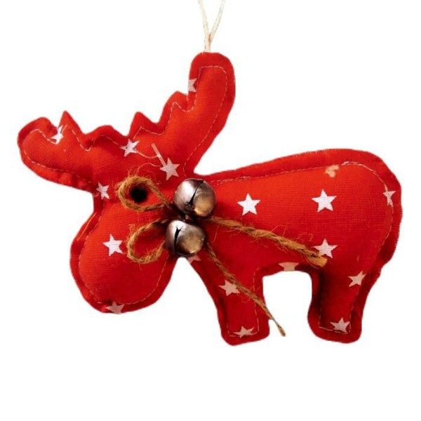 Kit De Bricolage Cerf Étoile Rouge W Cloches, Décorations, Perles, Ornement En Tissu D'Arbre De Noël - Photo n°1