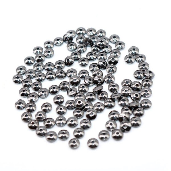 20 Perles Hematite Noir Rondelle 6mm x 2mm Non-Magnetique - Photo n°1