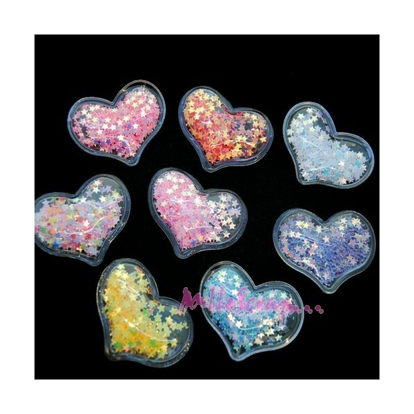 Appliques cœurs effet shaker box multicolore - 8 pièces - Photo n°1