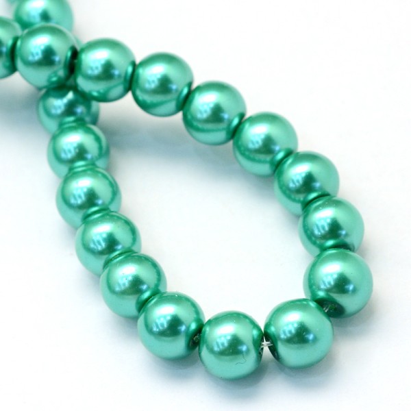 Perles en verre nacré 10 mm verte x 10 - Photo n°2