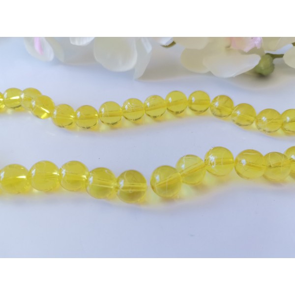 Perles en verre tréfilé 10 mm jaune x 10 - Photo n°1