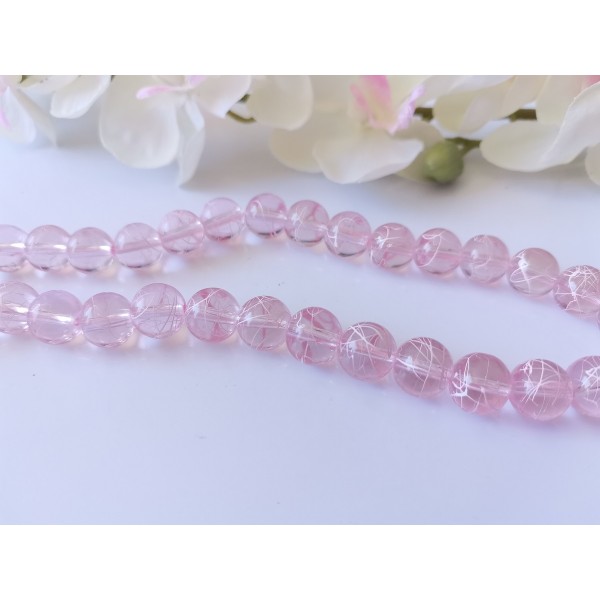 Perles en verre tréfilé 10 mm rose  x 10 - Photo n°1