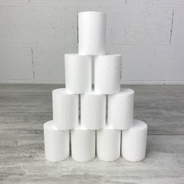 Lot de 10 petits cylindres en polystyrène, haut. 7 cm, diam. 5 cm, Dummies en Styropor blanc, à déco - Photo n°1
