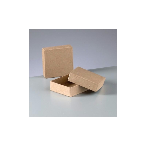Boite carrée en carton avec couvercle, 9 cm x 9 cm x 3 cm - Photo n°1