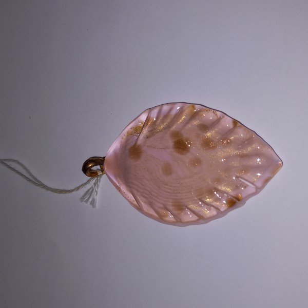 Feuille en verre de Murano, pendentif, 5.5 cm de haut - Photo n°1