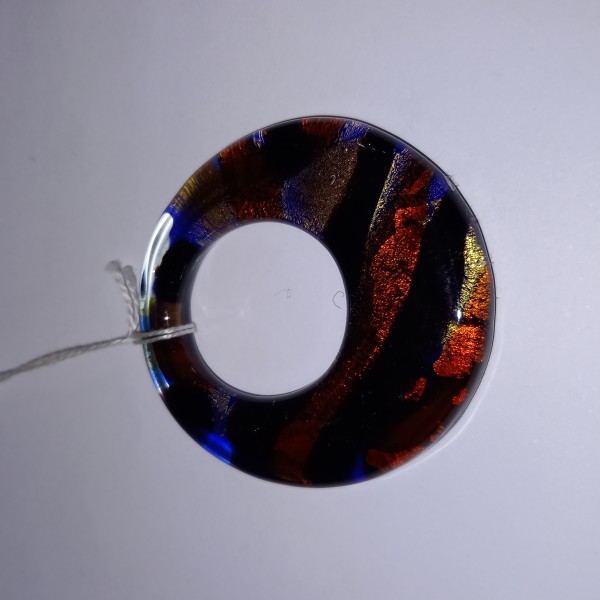 Grande perle ronde en verre de Murano, pendentif, 5 cm de haut - Photo n°1
