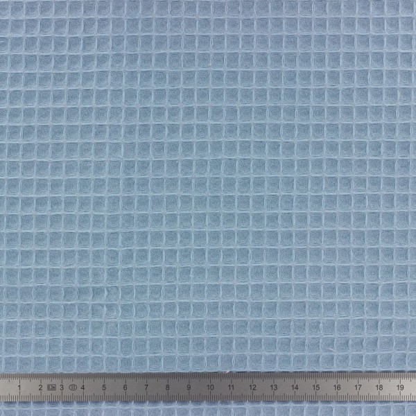 Tissu éponge en nid d'abeille coton bio bleu paon - 10cm/laize - Photo n°1