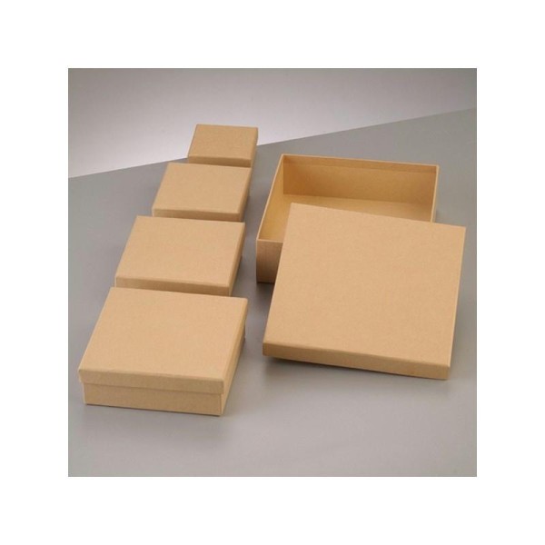 Set 5 Boites carrées gigognes en carton, dim. 6,5, 8,5, 10,5, 12,5 et 16,5 cm - Photo n°1