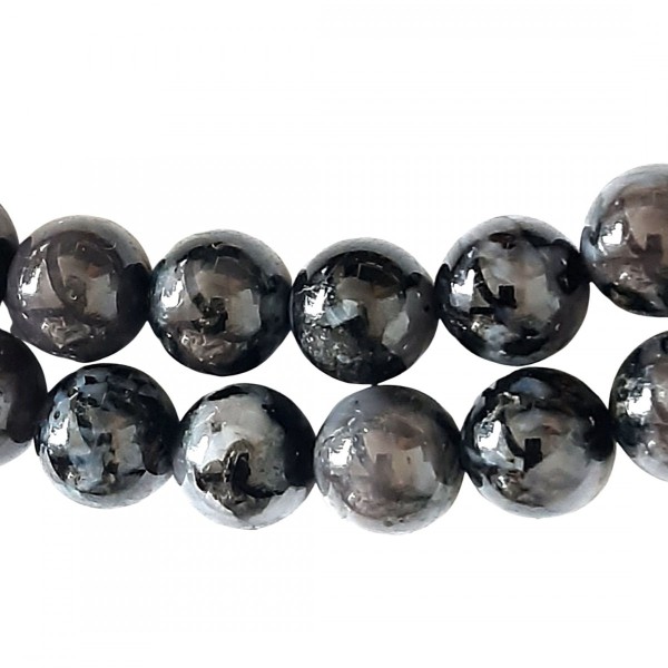 Fil de 44 perles rondes 8mm 8 mm en merlinite opale dendrite gabbro - Photo n°1
