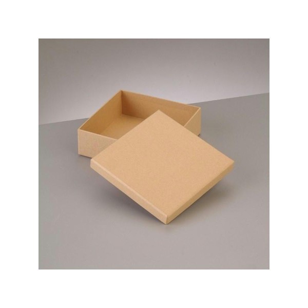 Boite plate carrée de rangement avec couvercle en carton, 12,5 x 12,5 x Haut. 4cm - Photo n°1