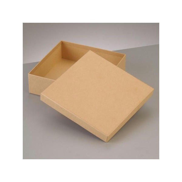 Boite plate carrée de rangement avec couvercle en carton, 16,5 x 16,5 x Haut. 5cm - Photo n°1