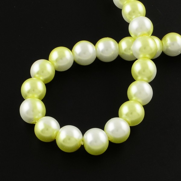 Perles en verre nacré bicolore 10 mm jaune et blanc x 10 - Photo n°2