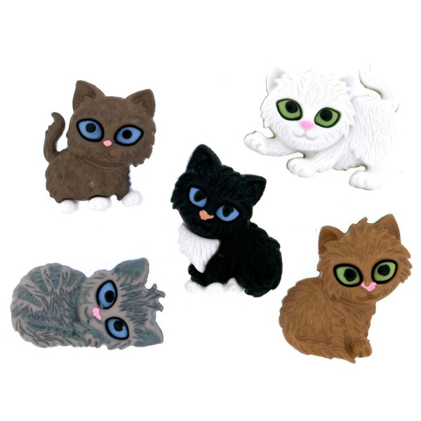 Boutons Dress It Up : Kitten Kaboodle / Mélange de Chatons / Chats - Boutons 3D - Photo n°1